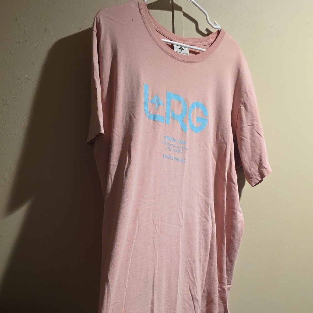 LRG Light Pink Tee with Blue Logo (XXL)
